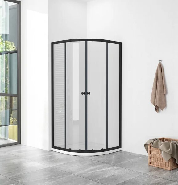 POINT BLACK ROCKY 80 Clear Čtvrtkruhový sprchový kout s mramorovou vaničkou