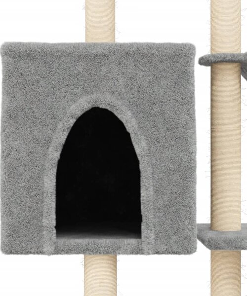 Škrabadlo pro kočky se sisalovými sloupky světle šedé 145 cm 172095