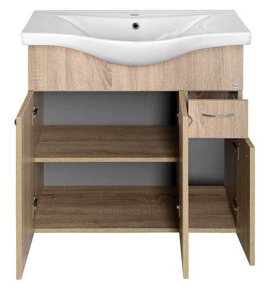 Aqualine Aqualine, KERAMIA FRESH umyvadlová skříňka 74,5x74x34,7cm, dub platin, 50083