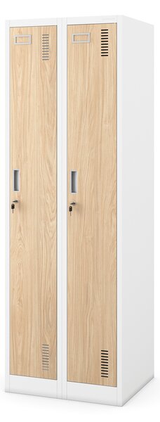 Dvoukomorová zaměstnanecká skříňka bílá / dub sonoma: Eco Design KACPER II, 600 x 1800 x 500 mm