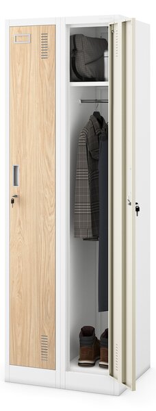 Dvoukomorová zaměstnanecká skříňka bílá / dub sonoma: Eco Design KACPER II, 600 x 1800 x 500 mm