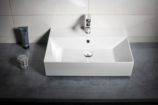 Aqualine Aqualine, Keramické umyvadlo 60x42cm, na desku, 10SF50060
