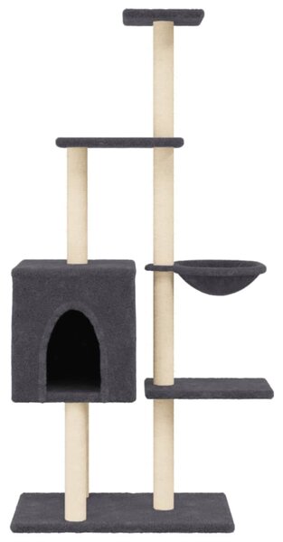Škrabadlo pro kočky se sisalovými sloupky tmavě šedé 145 cm 172096