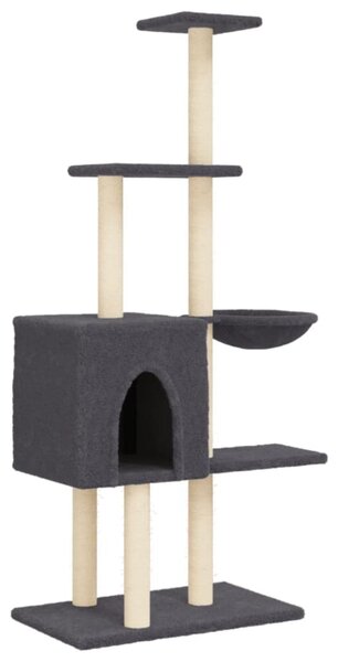 Škrabadlo pro kočky se sisalovými sloupky tmavě šedé 145 cm 172096