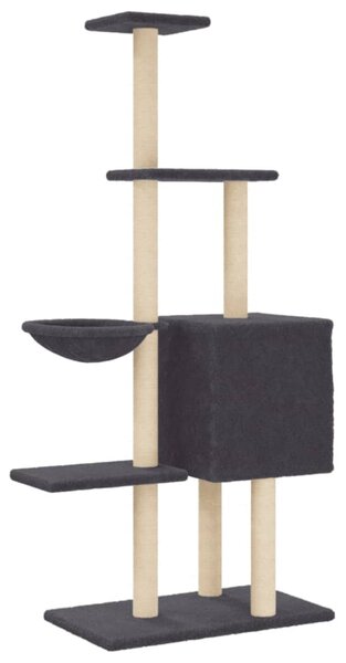 Škrabadlo pro kočky se sisalovými sloupky tmavě šedé 145 cm 172096