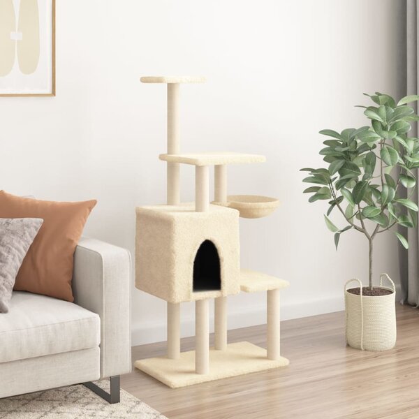 Škrabadlo pro kočky se sisalovými sloupky krémové 131 cm 172127