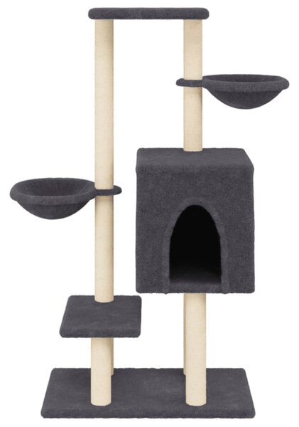 Škrabadlo pro kočky se sisalovými sloupky tmavě šedé 117 cm 172120