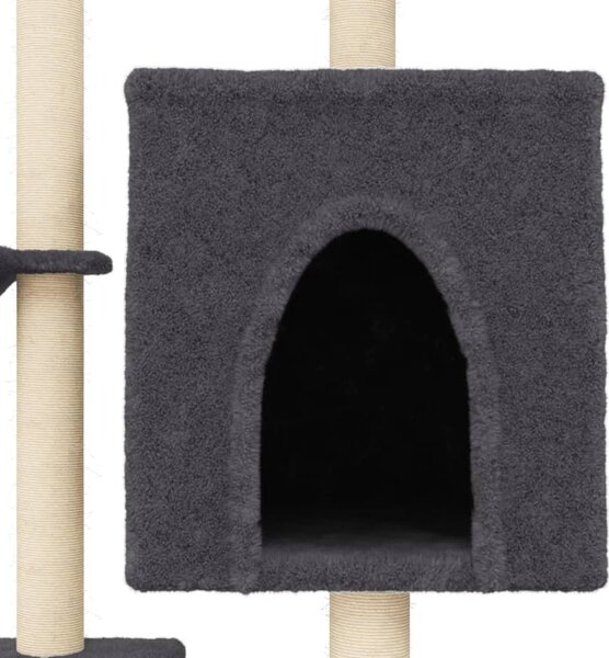 Škrabadlo pro kočky se sisalovými sloupky tmavě šedé 117 cm 172120
