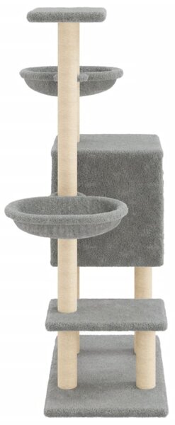 Škrabadlo pro kočky se sisalovými sloupky světle šedé 117 cm 172119