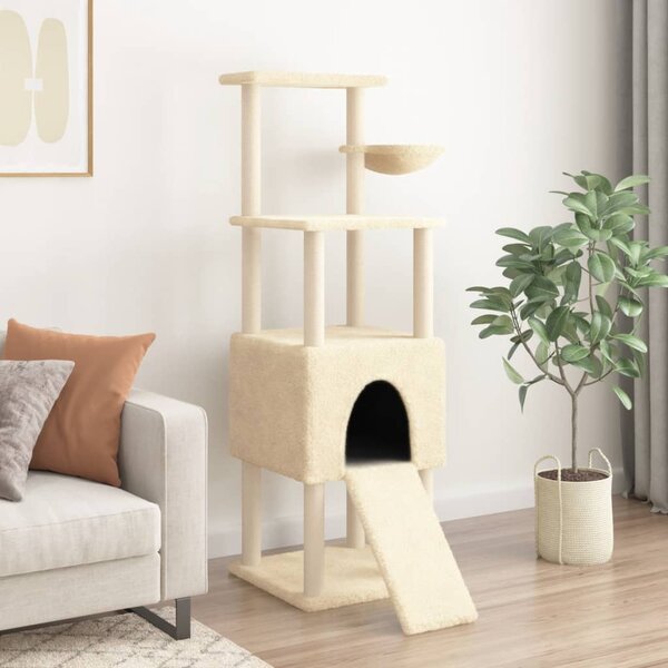 Škrabadlo pro kočky se sisalovými sloupky krémové 153 cm 172115