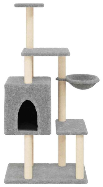 Škrabadlo pro kočky se sisalovými sloupky světle šedé 131 cm 172128