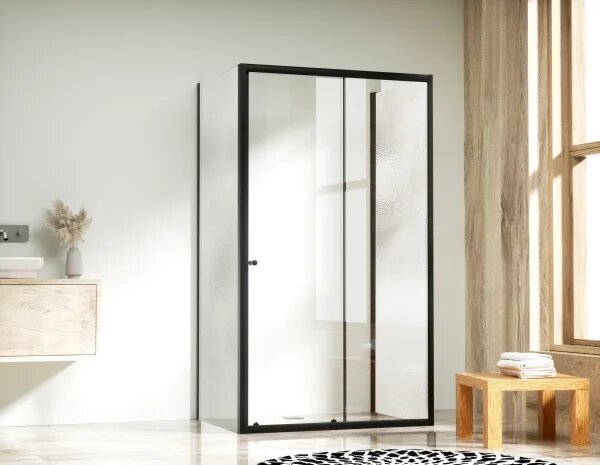 NICOL COMBI II Black 80x100x80 Čiré+Grape Sprchový kout s posuvnými dveřmi
