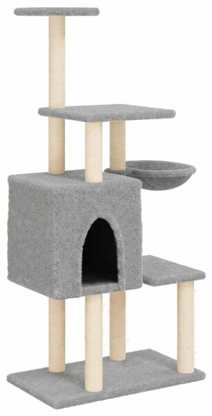 Škrabadlo pro kočky se sisalovými sloupky světle šedé 131 cm 172128
