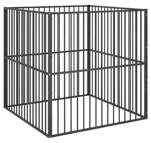 Ohrádka pro psy 4 panely černá pozinkovaná ocel 172209