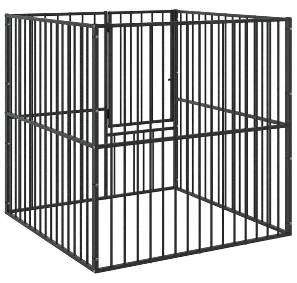 Ohrádka pro psy 4 panely černá pozinkovaná ocel 172210