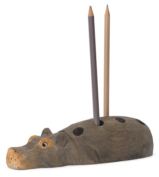 Dřevěný stojánek na tužky Hippo Hand Carved