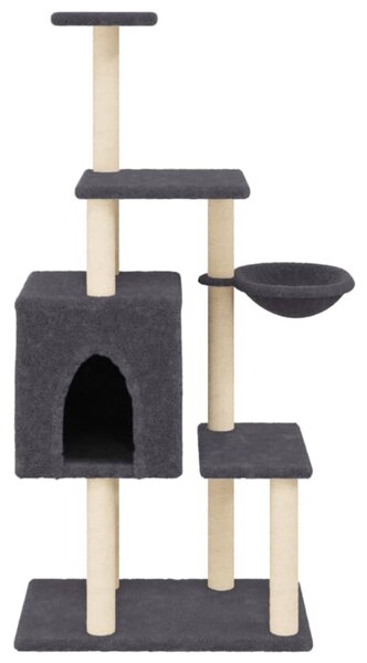 Škrabadlo pro kočky se sisalovými sloupky tmavě šedé 131 cm 172129