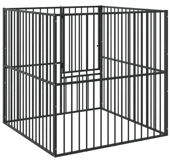 Ohrádka pro psy 4 panely černá pozinkovaná ocel 172210