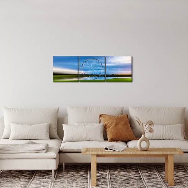 Obraz louky (s hodinami) (90x30 cm)