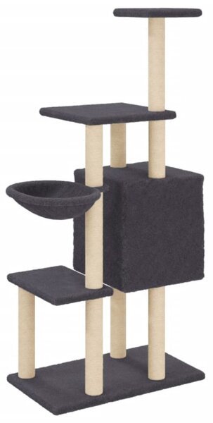Škrabadlo pro kočky se sisalovými sloupky tmavě šedé 131 cm 172129