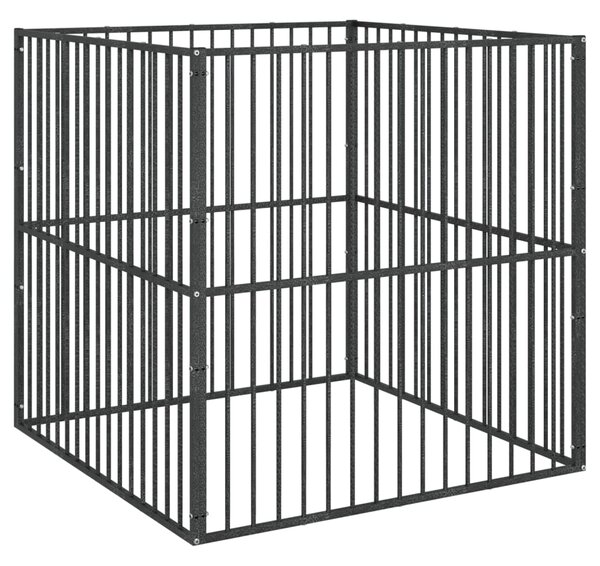 Ohrádka pro psy 4 panely černá pozinkovaná ocel 172209