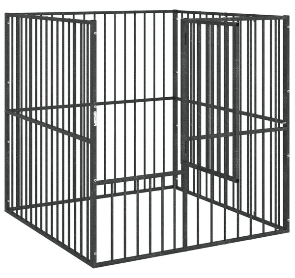 Ohrádka pro psy 4 panely černá pozinkovaná ocel 172210