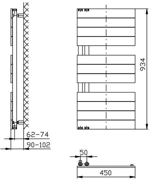 Aqualine Aqualine, MILI topné těleso 450x934 mm, bílá, DC600T
