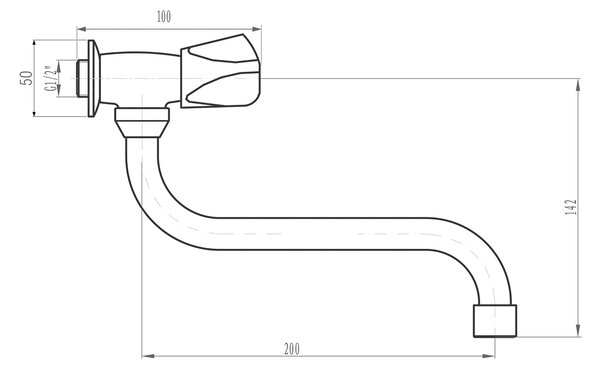Aqualine Aqualine, Nástěnný ventil 1/2´´, otočná hubice, chrom, ZY1812