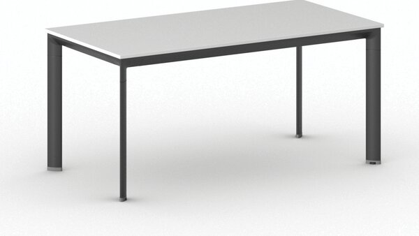 Jednací kancelářský stůl PRIMO INVITATION, 160x80 cm, černá podnož, bílá