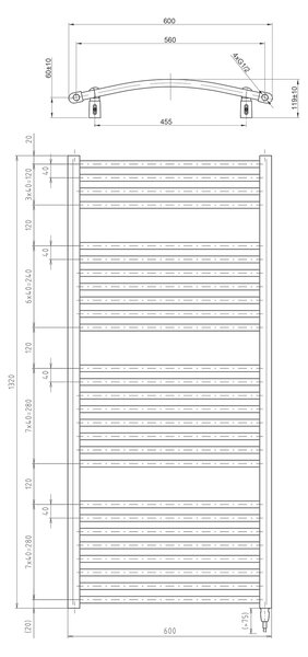 Aqualine Aqualine, ORBIT-E elektrické topné těleso, oblé, 600x1320 mm, 600W, bílá, ILEO36T
