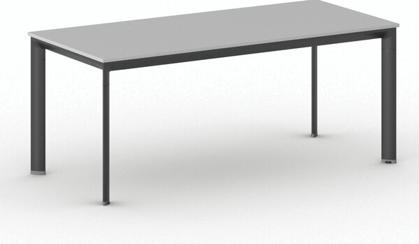 Jednací kancelářský stůl PRIMO INVITATION, 180x80 cm, černá podnož, šedá