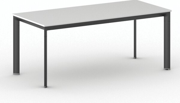 Jednací kancelářský stůl PRIMO INVITATION, 180x80 cm, černá podnož, bílá