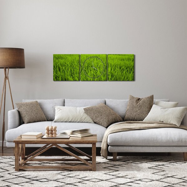 Obraz trávy (s hodinami) (90x30 cm)