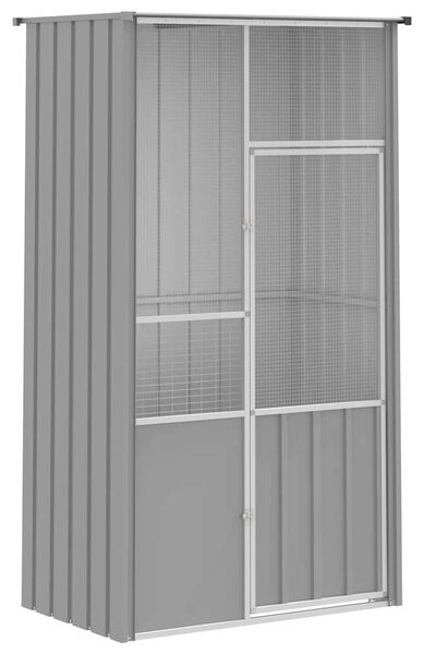 Ptačí klec šedá 115 x 78 x 200 cm pozinkovaná ocel 172343