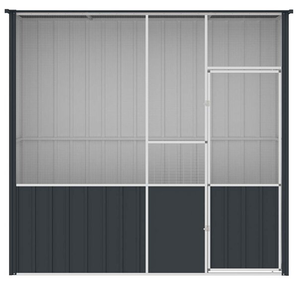 Ptačí klec antracitová 215 x 78 x 200 cm pozinkovaná ocel 172344