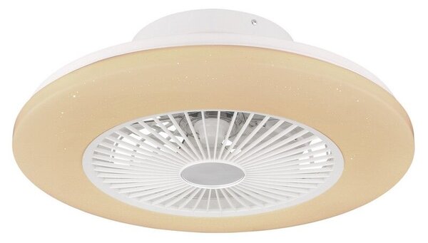GLOBO 03628 TRAVO stropní svítidlo s ventilátorem LED D525mm 30W/1800lm 3000-6500K bílá, stříbrná, opál, stmívatelné, dálkový ovladač, starlight