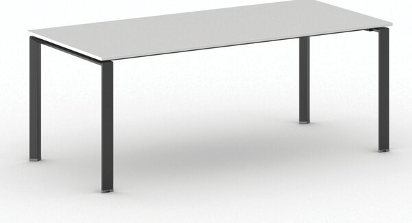 Jednací kancelářský stůl PRIMO INFINITY, 200x90 cm, černá podnož, bílá
