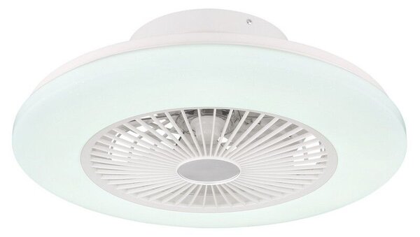 GLOBO 03628 TRAVO stropní svítidlo s ventilátorem LED D525mm 30W/1800lm 3000-6500K bílá, stříbrná, opál, stmívatelné, dálkový ovladač, starlight