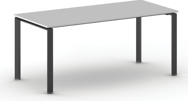 Jednací kancelářský stůl PRIMO INFINITY, 180x90 cm, černá podnož, šedá