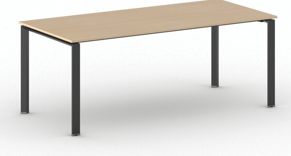Jednací kancelářský stůl PRIMO INFINITY, 200x90 cm, černá podnož, buk