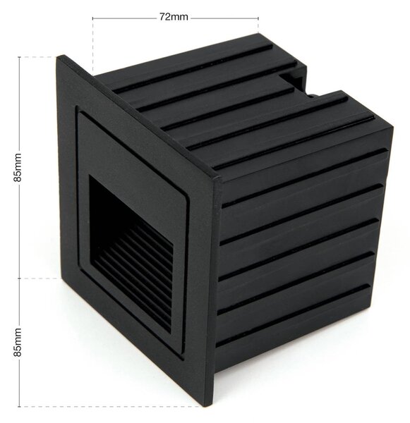 ORION Nástěnné svítidlo Loro LED, černé, šířka 8,5 cm, hliník, Černá, Hliník, Moderní, Zapuštěné hranaté