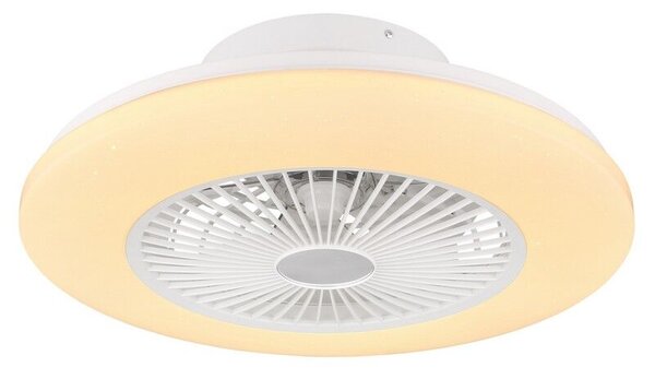 GLOBO 03628 TRAVO stropní svítidlo s ventilátorem LED D525mm 30W/1800lm 3000-6500K bílá, stříbrná, opál, stmívatelné, dálkový ovladač, starlight