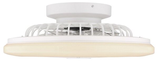GLOBO 03628 TRAVO stropní svítidlo s ventilátorem LED D525mm 30W/1800lm 3000-6500K bílá, stříbrná, opál, stmívatelné, dálkový ovladač, starlight