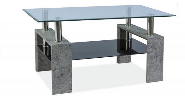 Lisa II Konferenční stolek, Nohy šedý kámen/sklo čiré tvrzené