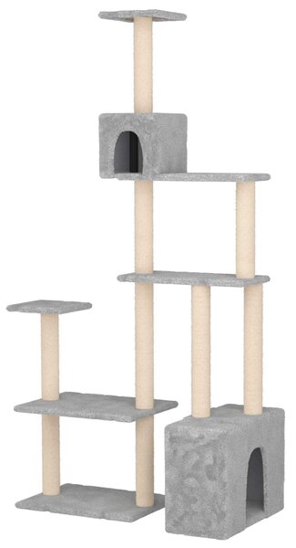 Kočičí strom se škrabacími sloupky sisal Světle šedá 177,5 cm 172390