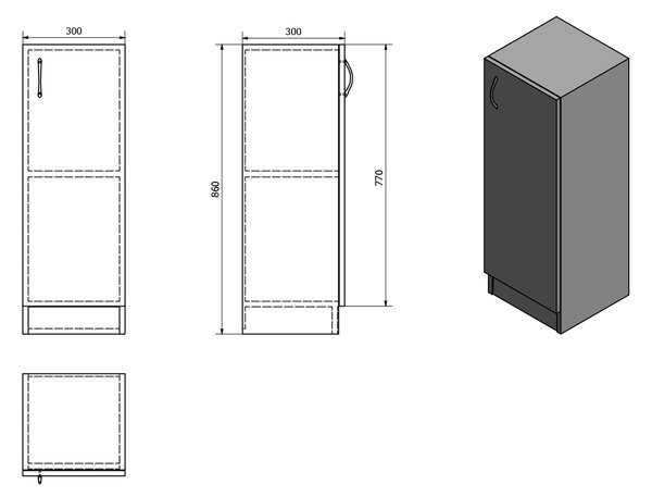 Aqualine Simplex Eco - Skříňka, 30x86x30 cm, bílá matná, SIME340
