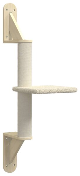 Nástěnné škrabadlo pro kočky se sloupkem krémové 85,5 cm 172392
