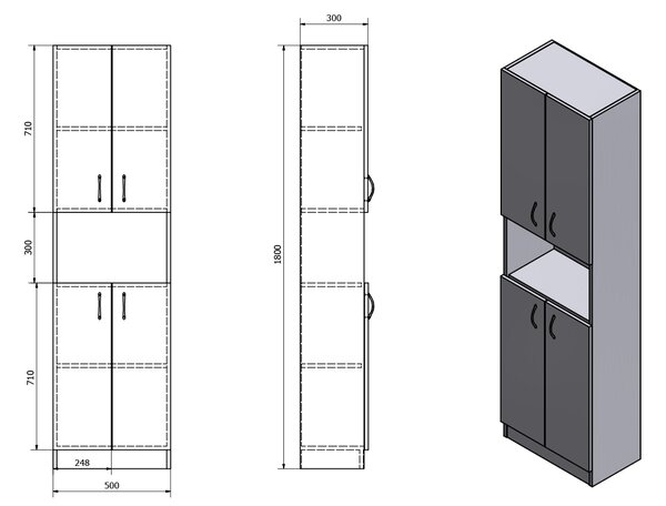 Aqualine Aqualine, SIMPLEX ECO vysoká skříňka 50x180x30cm, SIME520
