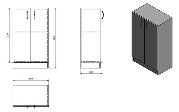 Aqualine Aqualine, SIMPLEX ECO nízká skříňka 50x86x30cm, SIME540