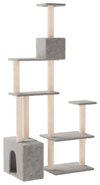 Kočičí strom se škrabacími sloupky sisal Světle šedá 177,5 cm 172390